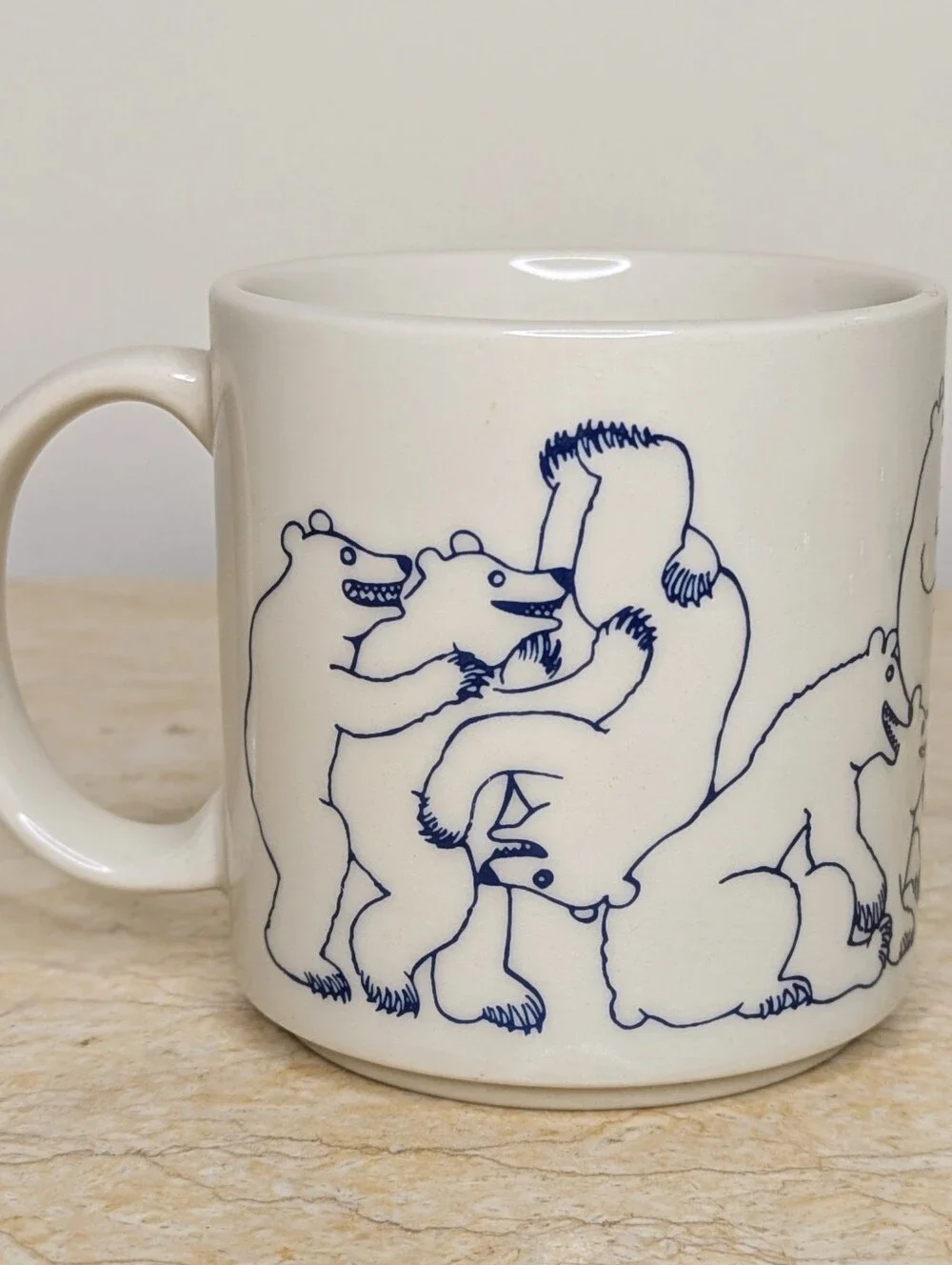 Vintage Taylor & NG Naughty Sexy Bears Orgy Blue Grey White Coffee Mug Cup